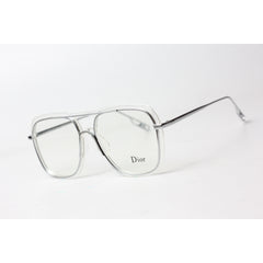 Dior - 650 - Oversize - Transparent - Silver - Metal - Round - Square - Optics - Eyewear