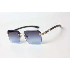 Cartier - R12 - Blue Gradient - Wooden - Golden - Rimless - Metal - Rectangle - Sunglasses - Eyewear