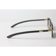 Cartier - R12 - Dark Green - Wooden - Golden - Rimless - Metal - Rectangle - Sunglasses - Eyewear