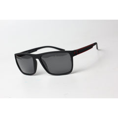 OGA - 468 - Matt Black - Red - Polarized - Light Weight - Curved - Acetate - Rectangle - Sunglasses - Eyewear