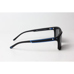 OGA - 468 - Matt Black - Blue - Polarized - Light Weight - Curved - Acetate - Rectangle - Sunglasses - Eyewear